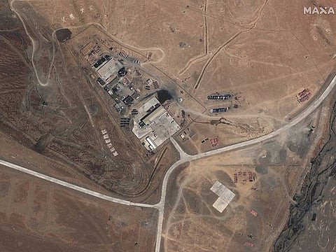 Maxar WorldView-3 satellite image shows the PLA (China's People's Liberation Army) Base in Kongka Pass on Monday
