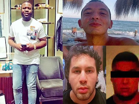 Clockwise from left: Hushpuppi aka Raymond Abbas, Ridouan Taghi, Nordin EH and Amir Mekky.