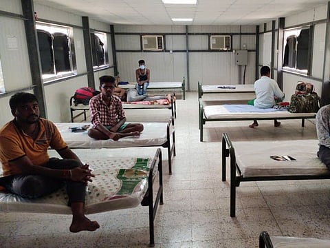 Stranded Workers - at accomodation arranged by Sharjah Police Academy