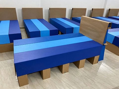 Cardboard beds for COVID-19 patients: Even though they are just 10-kg the beds can withstand 200-kg