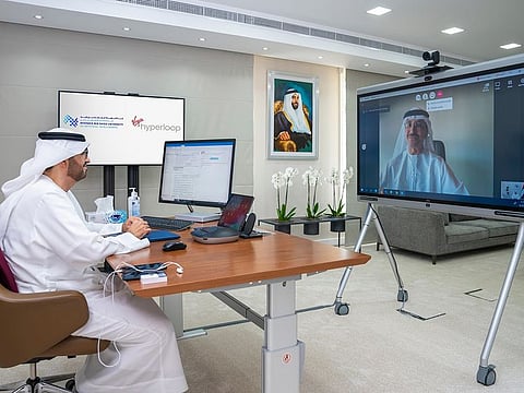 A hyperloop alliance in the making - Dr. Sultan Ahmed Al Jaber, UAE Minister of State and Chairman of the Board of Trustees at MBZUAI, inks a deal with Sultan Bin Sulayem, Group Chairman and CEO of DP World and Chairman of Virgin Hyperloop.