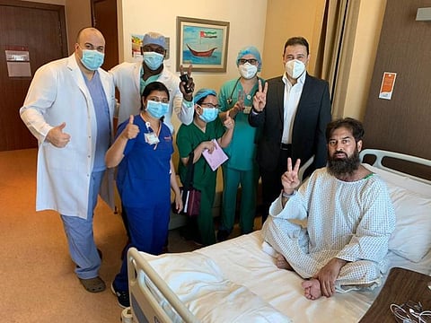 Rahmat Gul on the day he was discharged from hospital