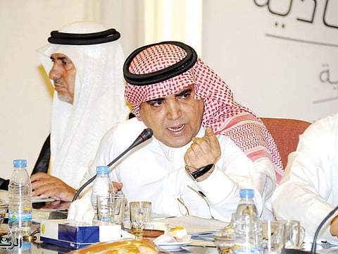 Saudi editor Fahd Bin Rashid Al-Abdulkarim speaks at a ceremony in Riyadh.