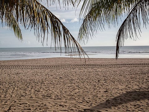 A beach temporarily closed due to the coronavirus in Kuta, Bali, Indonesia, on June 22, 2020.