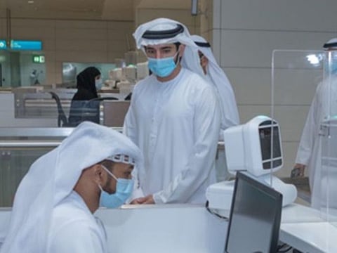 Sheikh Hamdan Bin Mohammad Bin Rashid Al Maktoum, Dubai Crown Prince and Chairman of Dubai Executive Council visits Dubai International Airport for an inspection.
