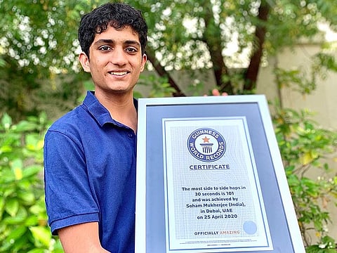 Dubai teen Soham Mukherjee breaks record for most hops from side to side with 101 hops