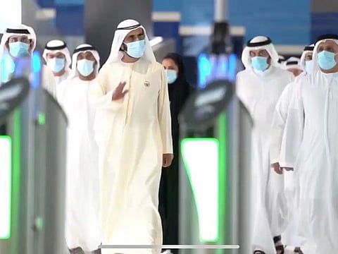 Sheikh Mohammed at the launch of the Dubai Metro Red Line extension project on Wednesday