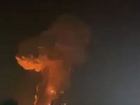 A screengrab of a video of the blast
