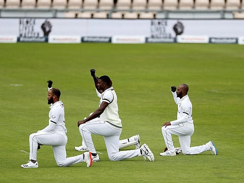 West Indies players took a knee, alongwith England (not pictured), as a mark of solidarity with global movement against racism.
