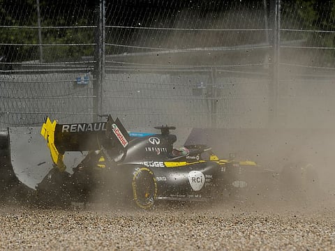 Daniel Ricciardo crashes during practice at the Styrian GP