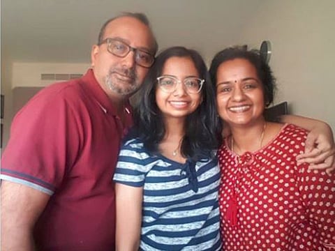 Ritika Ramesh Iyer with her parents
