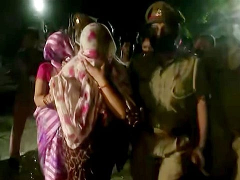 Family members of  Vikas Dubey gangster arrives at Bhairav Ghat in Kanpur on Friday. Gangster Vikas Dubey’s body has been taken to Kanpur's Bhairav Ghat directly from the post-mortem house for cremation.