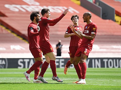 Liverpool celebrate their opener against Burnley