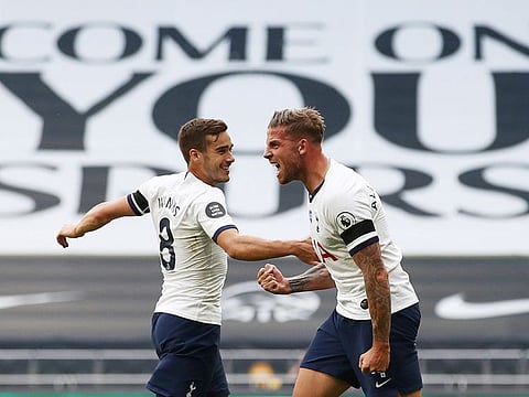 Tottenham Hotspur's Toby Alderweireld celebrates scoring the winner against Arsenal
