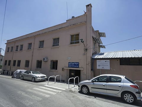 A picture taken on June 30, 2020, shows the building of the Our Lady of Lourdes school in the Lebanese city of Zahle, in the central Bekaa region.