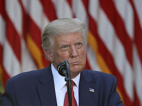 US President Donald Trump attends a news conference in the Rose Garden at the White House (July 14, 2020)