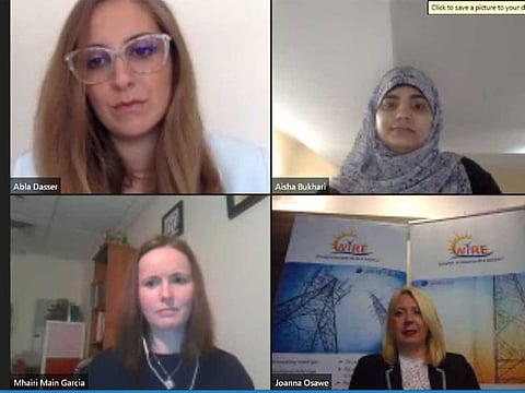 Participants of the webinar held on July 15 to sign an agreement between the Clean Energy Business Council (CEBC) in UAE and the Women in Renewable Energy (WiRE) in Canada to advance gender diversity in renewable and clean technologies.