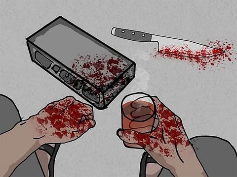 Father drank tea beside his daughter's body after he killed her in the middle of the street.