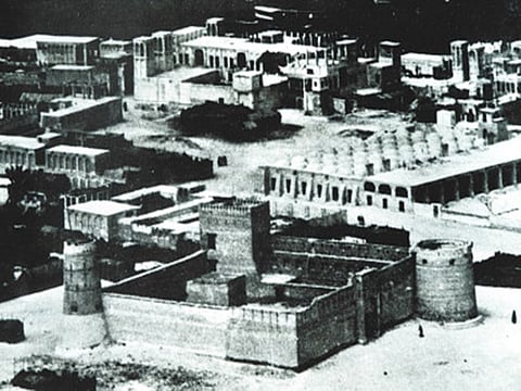 Al Fahidi Fort built in 1799, the oldest surviving structure in dubai. Taken in 1950.