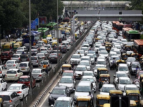 Heavy traffic jam in New Delhi on Monday, July 20, 2020.