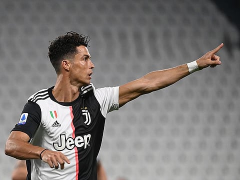 Juventus forward Cristiano Ronaldo celebrates.