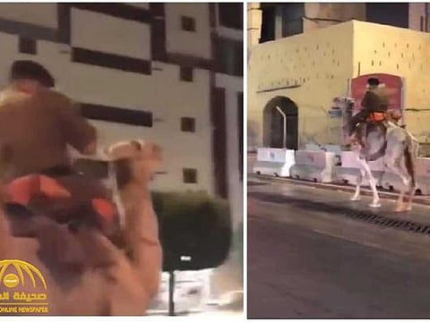 Saudi Arabia's police have said that a man who was seen riding a camel in Mecca is psychologically ill.