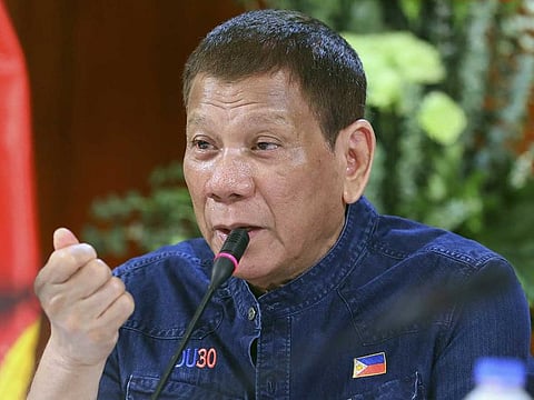 Philippine President Rodrigo Duterte meets members of the Inter-Agency Task Force on the Emerging Infectious Diseases at the Malacanang presidential palace in Manila.