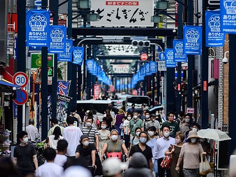 Photo shows people visiting Togoshi Ginza shopping street in Tokyo during the pandemic. File photo taken on August 1, 2020.