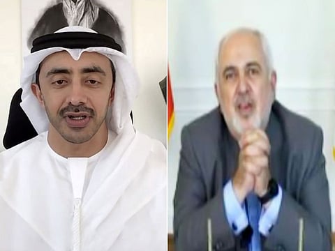 Shaikh Abdullah Bin Zayed Al Nahyan, UAE Foreign Minister and Mohammad Javad Zarif, Iranian Foreign Minister.