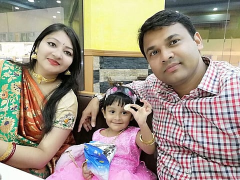 Big ticket winner Dipankar Dey with his wife and daughter.