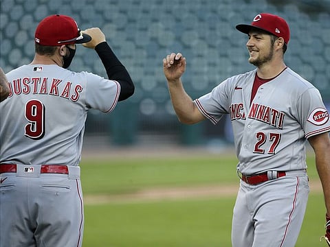 The Reds won their doubleheader against the Tigers