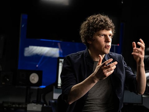 Jesse Eisenberg in a recording studio on January 31, 2020.