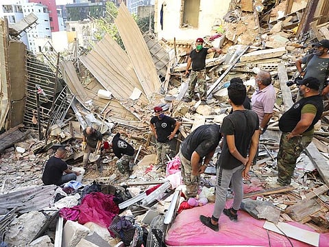 Lebanese soldiers search for survivors after the Beirut explosion
