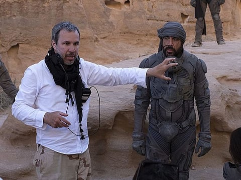 Javier Bardem and Denis Villeneuve in Dune (2020)