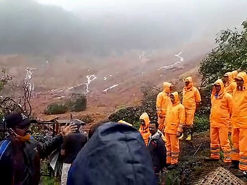 Climate Change: Members of India's National Disaster Response Force organise rescue efforts during heavy rainfall in Munnar in the Western Ghats of Kerala, India