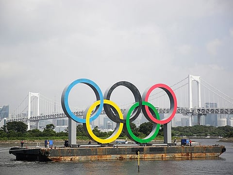 The Olympic rings in Tokyo Bay