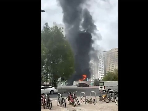 A video grab of fire in Abu Dhabi