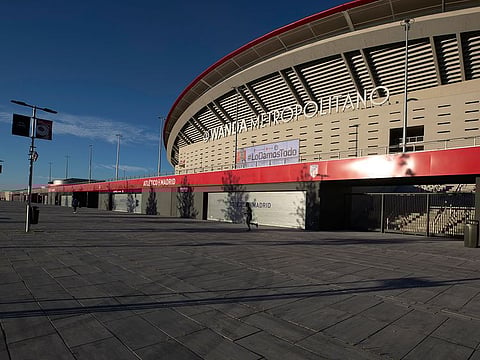 Atletico Madrid's Wanda Metropolitano stadium is desterted as players have tested COVID-19 positive