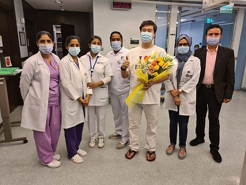 Francis Nartafeliciano, the last COVID 19 patient Canadian Speciality Hosptial,  being discharged after four months. The hospital is now COVID free.