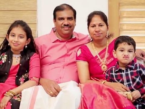 Sudheer Variyath with his family on the day of his housewarming last year