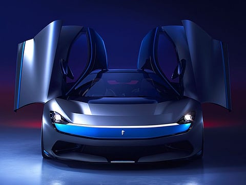 The Pininfarina Battista is an all-electric hypercar with 1,900 hp and 2,300 Nm torque, capable of accelerating to 100kph in less than two seconds and yet manage a range of 450kms on a single charge.
