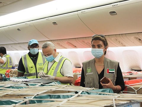 An Emirates SkyCargo plane took off from Dubai on Wednesday, carrying 24.88 metric tonnes of medical supplies and personal protective equipment, including surgical masks, goggles, gowns, coveralls, N95 respirators, stretchers and thermometers.