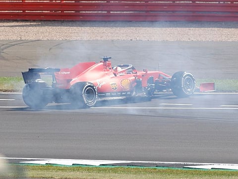 Sebastian Vettel spins at Silverstone