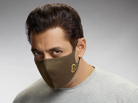 Salman Khan wearing his 'Being Human' COVID mask