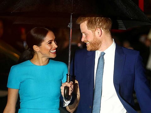 Britain's Prince Harry and his wife Meghan, Duchess of Sussex.