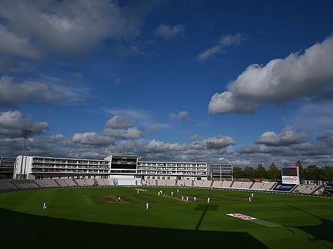 A general view of the Ageas Bowl during the fifth day of the second cricket Test match between England and Pakistan, in Southampton, on Monday.