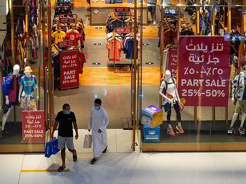 Shoppers at a mall in Dubai. The DED noted that its Commercial Compliance & Consumer Protection (CCCP) department is continuously monitoring commercial establishments to ensure their commitment to the precautionary measures.