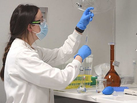 A chemist at work at AstraZeneca's headquarters.