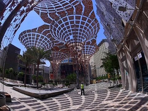 View of the Dubai Expo 2020 site, under construction in Dubai