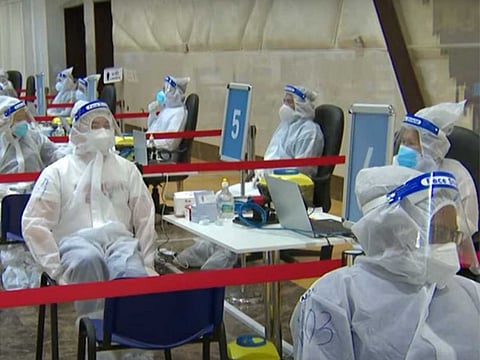 The new COVID-19 testing centre in Ajman has 20 laser screening booths and can receive between 6,000 and 8,000 people per day.